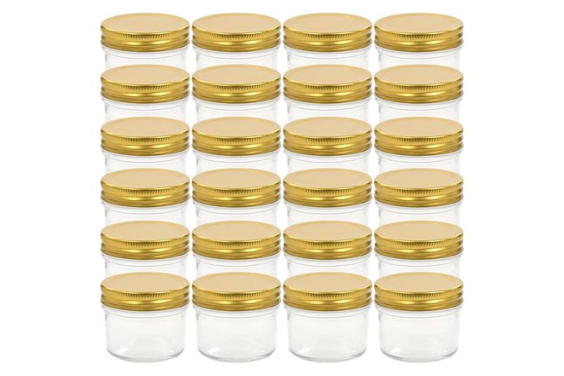 Lasiset hillopurkit kullan värisillä kansilla 24 kpl 110 ml - Kulta - Kotitalous - Ruoanlaitto & leivonta - Keittiövälineet & keittiötarvikkeet - Purkit