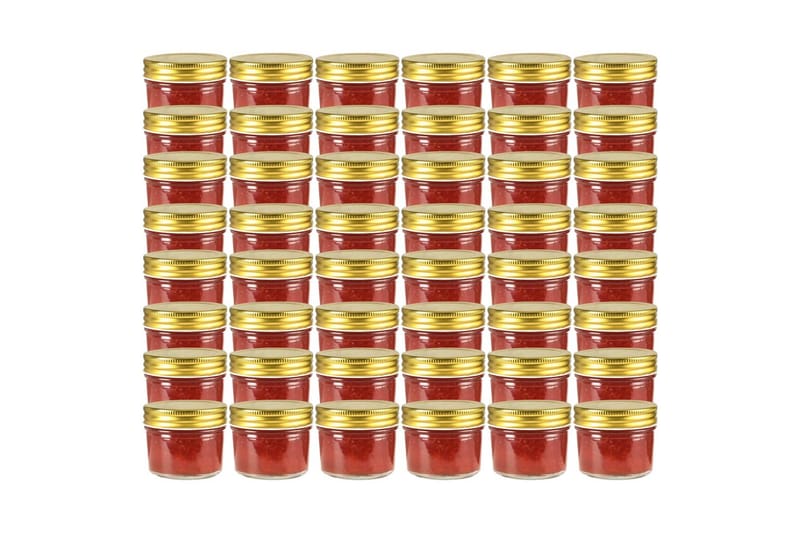 Lasiset hillopurkit kullan värisillä kansilla 48 kpl 110 ml - Kulta - Kotitalous - Ruoanlaitto & leivonta - Keittiövälineet & keittiötarvikkeet - Purkit