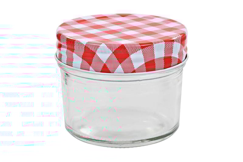 Lasiset hillopurkit valkopunaisilla kansilla 24 kpl 110 ml - Punainen - Kotitalous - Ruoanlaitto & leivonta - Keittiövälineet & keittiötarvikkeet - Purkit