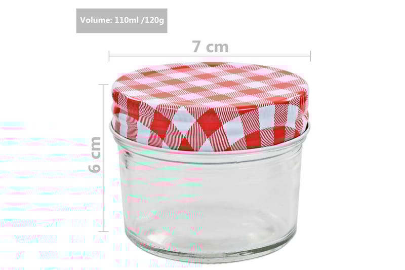 Lasiset hillopurkit valkopunaisilla kansilla 24 kpl 110 ml - Punainen - Kotitalous - Ruoanlaitto & leivonta - Keittiövälineet & keittiötarvikkeet - Purkit