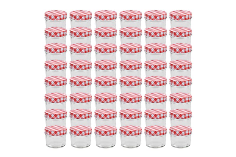 Lasiset hillopurkit valkopunaisilla kansilla 48 kpl 110 ml - Punainen - Kotitalous - Ruoanlaitto & leivonta - Keittiövälineet & keittiötarvikkeet - Purkit