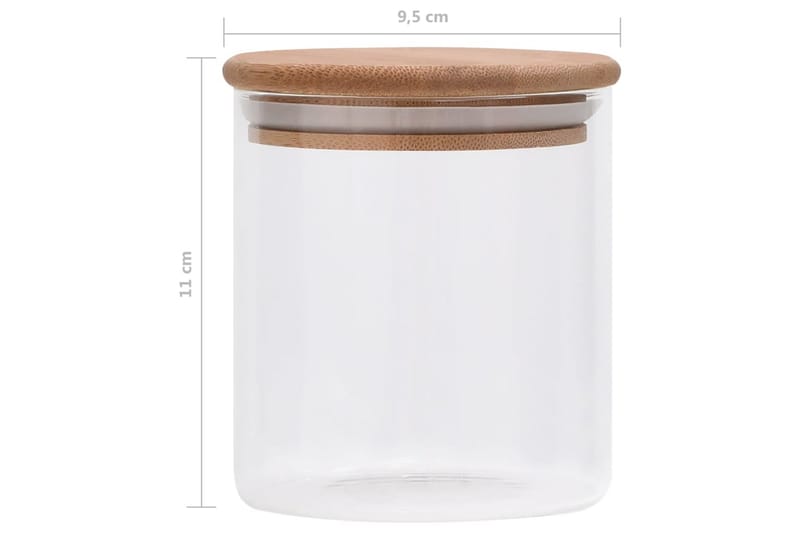 Lasiset säilytyspurkit bambukansilla 6 kpl 600 ml - Läpinäkyvä - Kotitalous - Ruoanlaitto & leivonta - Keittiövälineet & keittiötarvikkeet - Purkit