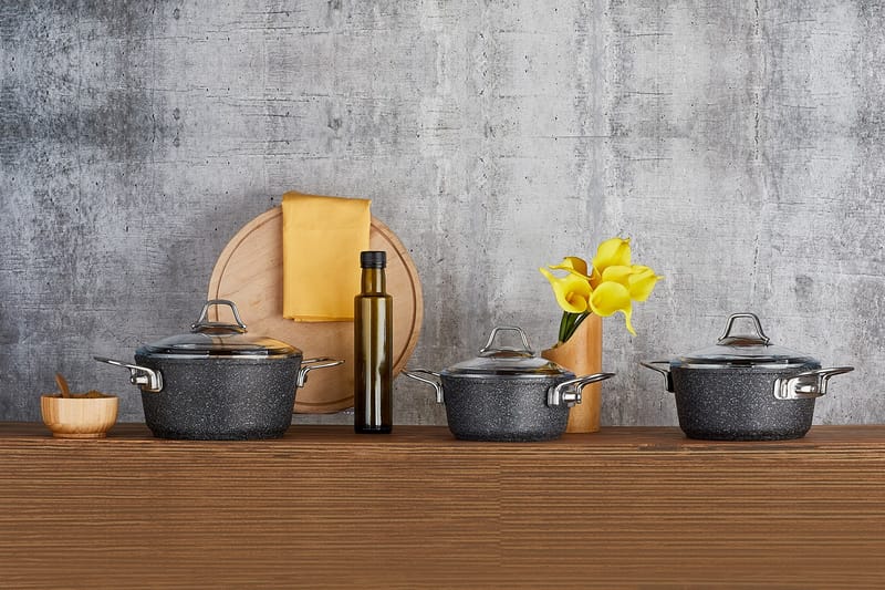 Kattilasetti 6-pak, Musta/Hopea