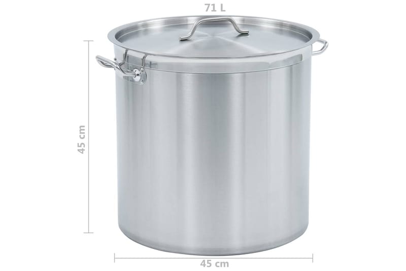 Liemikattila 71 l 45x45 cm ruostumaton teräs - Hopea - Kotitalous - Ruoanlaitto & leivonta - Padat, kattilat & pannut - Kattila