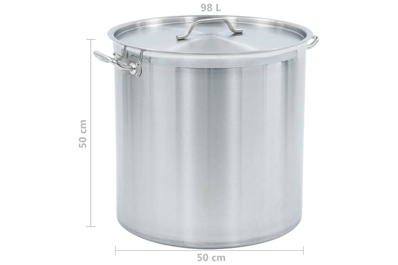 Liemikattila 98 l 50x50 cm ruostumaton teräs - Hopea - Kotitalous - Ruoanlaitto & leivonta - Padat, kattilat & pannut - Kattila