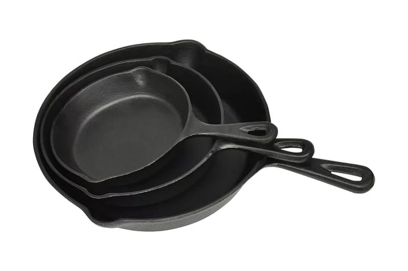 3-osainen BBQ Valurautapannusarja - Kotitalous - Ruoanlaitto & leivonta - Padat, kattilat & pannut - Paistinpannut