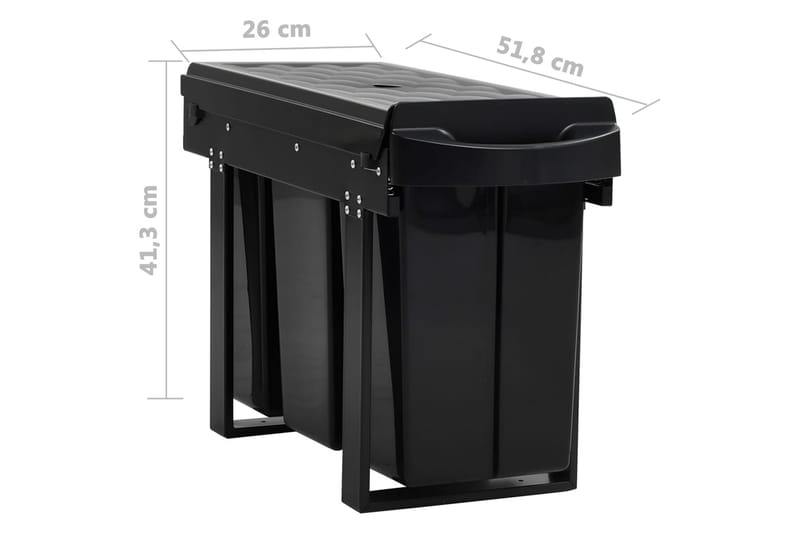 Keittiökaapin ulosvedettävä kierrätysroskis Soft-Close 36 l - Musta - Kotitalous - Siivous & vaatehuolto - Lajittelu & jätehuolto - Paperikori