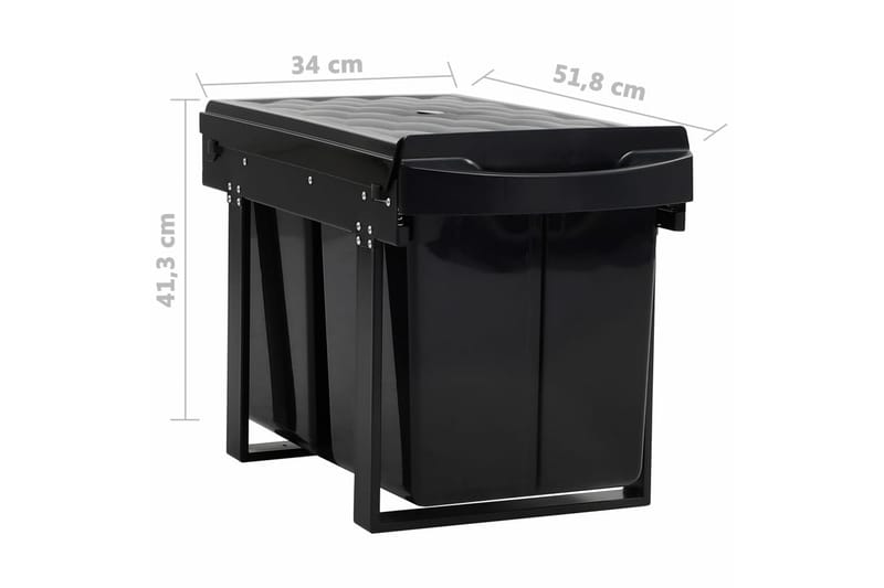 Keittiökaapin ulosvedettävä kierrätysroskis Soft-Close 48 l - Musta - Kotitalous - Siivous & vaatehuolto - Lajittelu & jätehuolto - Paperikori