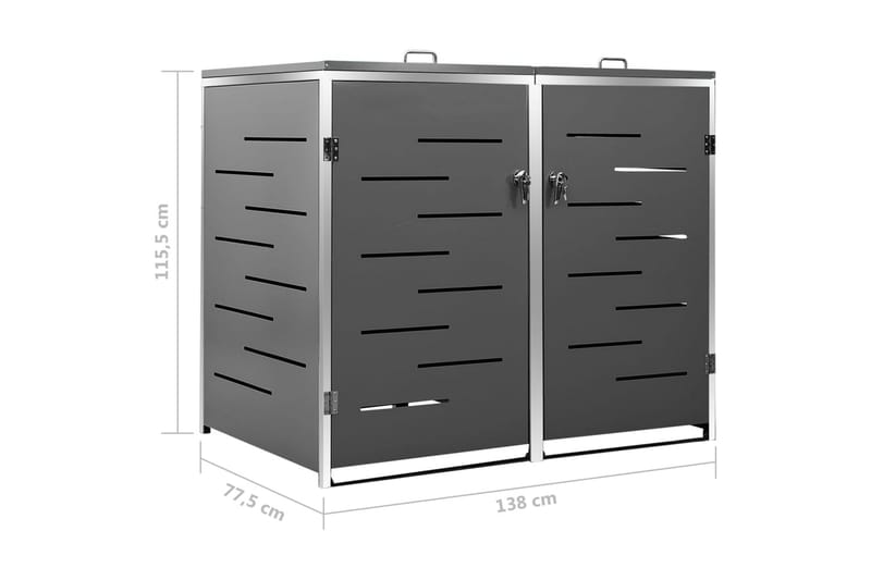 Kahden roska-astian vaja 138x77,5x115,5 cm ruostumaton teräs - Kotitalous - Siivous & vaatehuolto - Lajittelu & jätehuolto - Roskakorit & jäteastiat
