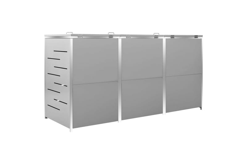 Kolmen roska-astian vaja 207x77,5x115 cm ruostumaton teräs - Kotitalous - Siivous & vaatehuolto - Lajittelu & jätehuolto - Roskakorit & jäteastiat