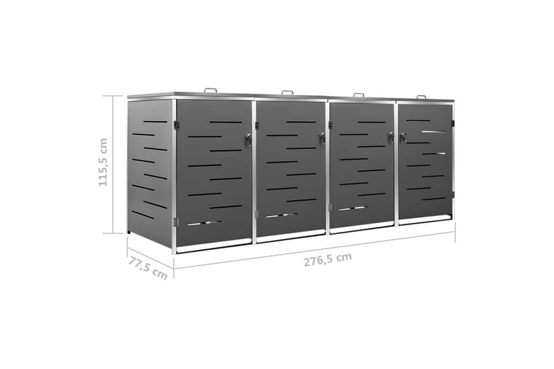 Neljän roska-astian vaja 276,5x77,5x115,5 cm - Kotitalous - Siivous & vaatehuolto - Lajittelu & jätehuolto - Roskakorit & jäteastiat