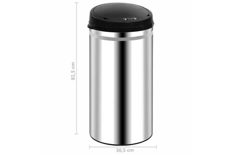 Roskakori automaattisella anturilla 50 l ruostumaton teräs - Hopea - Kotitalous - Siivous & vaatehuolto - Lajittelu & jätehuolto - Roskakorit & jäteastiat