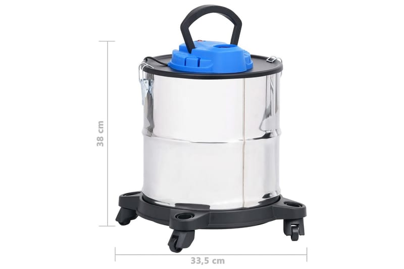 Tuhkaimuri HEPA suodattimella 1200 W 20 L ruostumaton teräs - Hopea - Kotitalous - Siivous & vaatehuolto - Pölynimurit - Tuhkaimuri