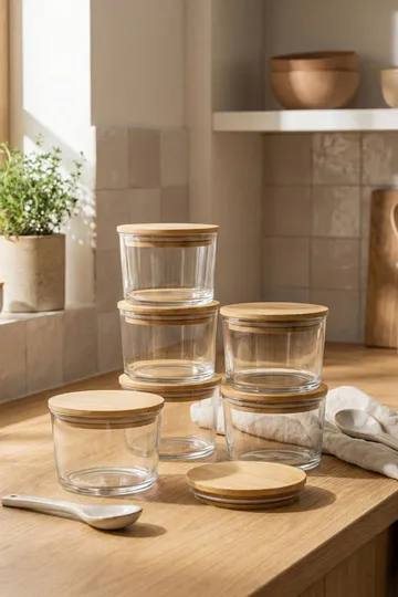 Säilytysrasiat, setti (12 osaa) Opviq Cleo Shelf (8 x 8 x 5 cm) Läpinäkyvä tammi - Läpinäkyvä tammi - Kotitalous - Tarjoilu & kattaus - Kannut & karahvit - Lasipullo