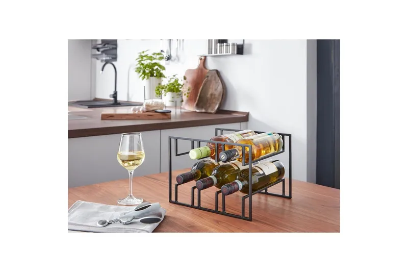 Viiniteline Wohnling Jauhemaalattu metalli tila 6 pullolle moderni - Säilytys - Hylly - Säilytyshylly - Viiniteline & viinihylly