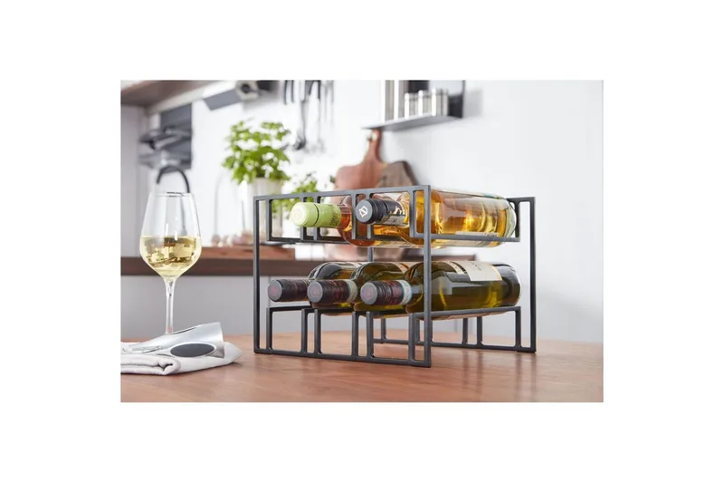 Viiniteline Wohnling Jauhemaalattu metalli tila 6 pullolle moderni - Säilytys - Hylly - Säilytyshylly - Viiniteline & viinihylly