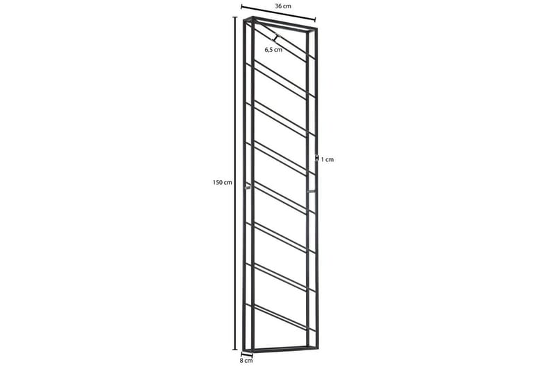 Viiniteline Wohnling seinään kiinnitettävä, tilaa 8 pullolle, jauhemaalattu metalli, teollinen loft-tyyli Musta - Musta - Kotitalous - Tarjoilu & kattaus - Kannut & karahvit - Lasipullo