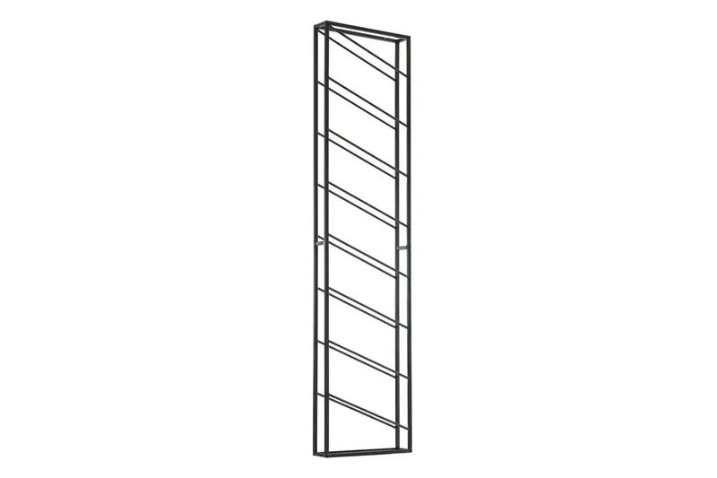 Viiniteline Wohnling seinään kiinnitettävä, tilaa 8 pullolle, jauhemaalattu metalli, teollinen loft-tyyli Musta, Musta