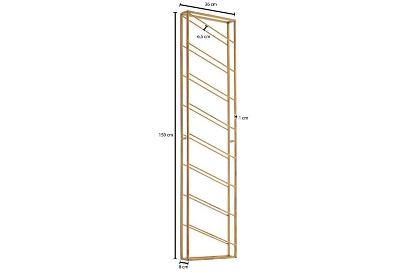 Viiniteline Wohnling seinään kiinnitettävä, tilaa 8 pullolle, jauhemaalattu metalli, teollinen loft-tyyli Kulta - Kulta - Säilytys - Hylly - Säilytyshylly - Viiniteline & viinihylly