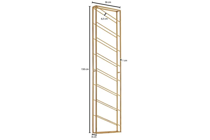 Viiniteline Wohnling seinään kiinnitettävä, tilaa 8 pullolle, jauhemaalattu metalli, teollinen loft-tyyli Kulta - Kulta - Säilytys - Hylly - Säilytyshylly - Viiniteline & viinihylly