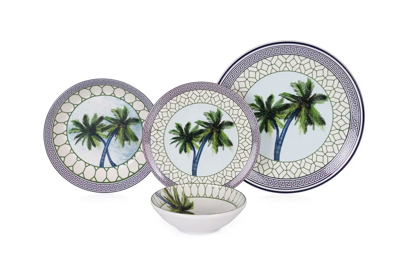 Astiasetti (24 osaa) Opviq Tile Palm (32 x 32 x 29 cm) monivärinen, Monivärinen