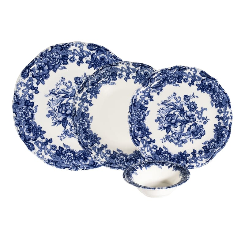 astiasto (24 osaa) Opviq Emerala Blue Fulya 24 (32 x 36 x 41 cm) valkoinen/sininen - Valkoinen ja sininen - Kotitalous - Tarjoilu & kattaus - Astiasto