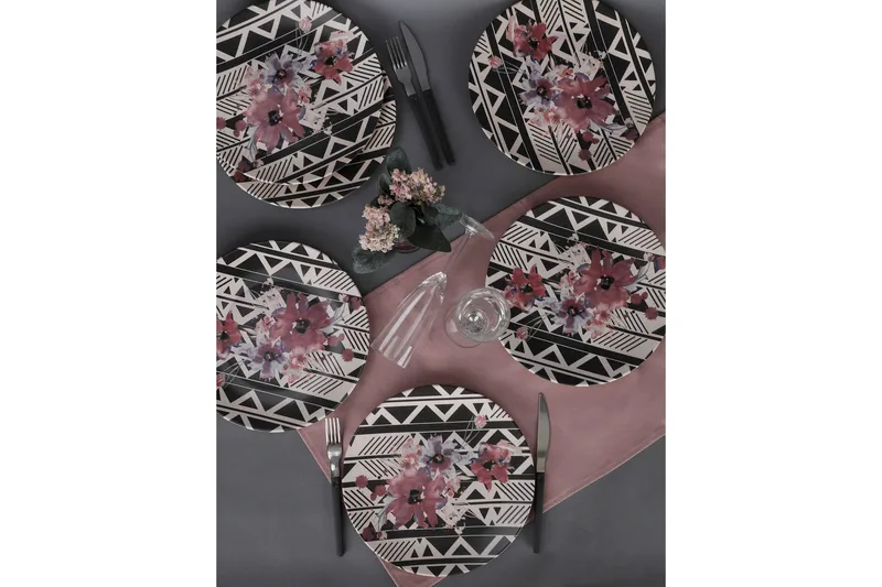 Laustassetti 6-pak - Valkoinen/musta/violetti - Kotitalous - Tarjoilu & kattaus - Astiasto