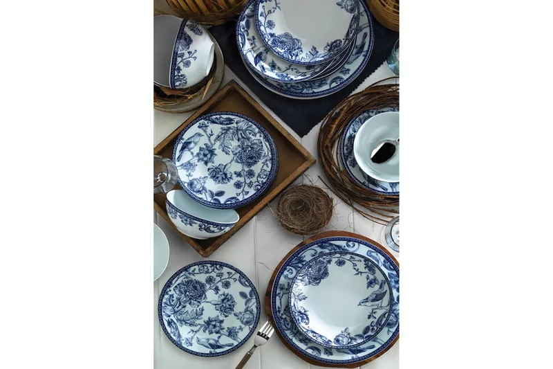 Lautassetti 24-pak - Sininen/Valkoinen - Kotitalous - Tarjoilu & kattaus - Astiasto