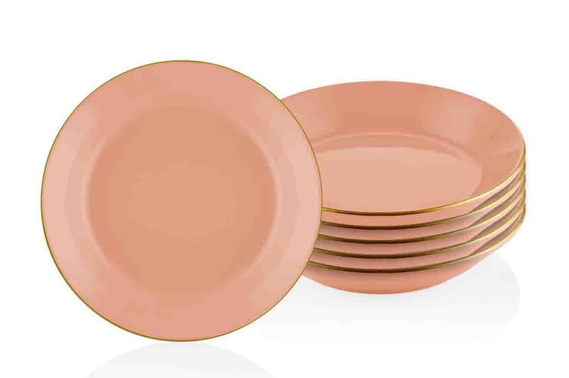 Lautassetti 6-pak - Lohenpunainen - Kotitalous - Tarjoilu & kattaus - Astiasto