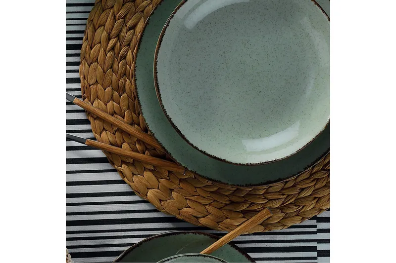 Lautassetti Adine 24 osaa - Posliini / vihreä - Kotitalous - Tarjoilu & kattaus - Astiasto