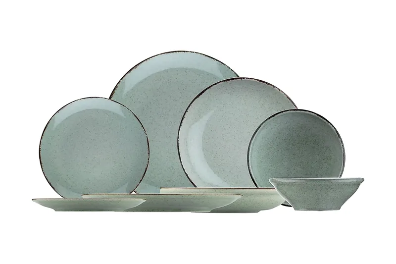 Lautassetti Adine 24 osaa, Posliini / vihreä