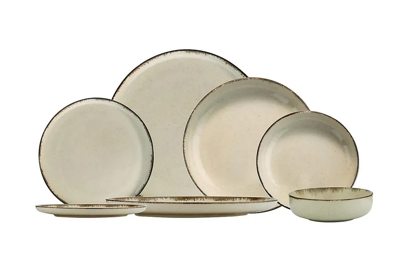 Lautassetti Adine 24 osaa, Posliini/ruskea