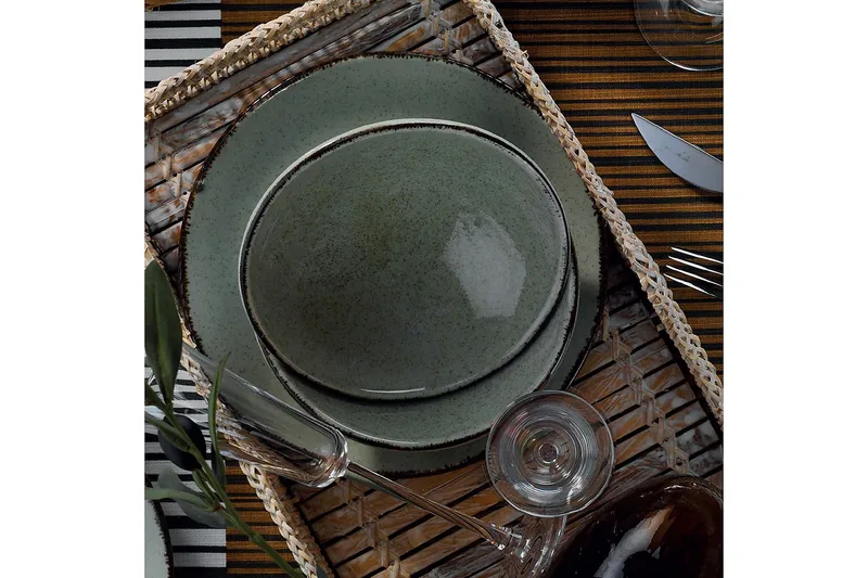 Lautassetti Adine 24 osaa - Posliini / vihreä - Kotitalous - Tarjoilu & kattaus - Astiasto