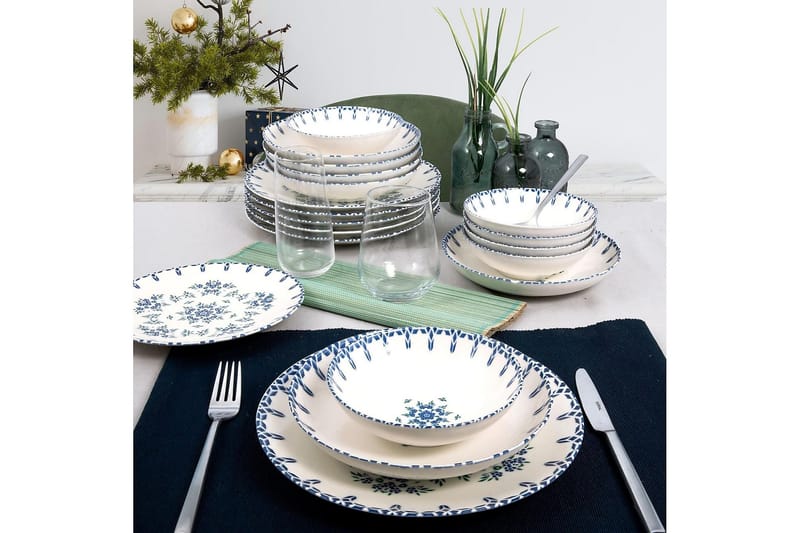 Lautassetti Subatan 24 osaa, Posliini/Valkoinen