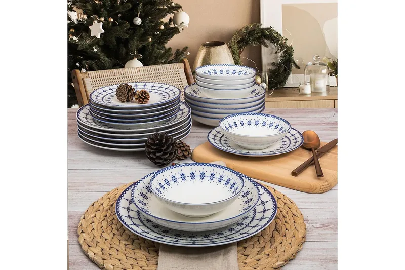 Lautassetti Subatan 24 osaa, Posliini/Valkoinen