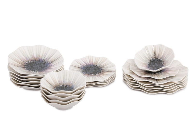 Lautassetti Subatan 24 osaa - Posliini/Monivärinen - Kotitalous - Tarjoilu & kattaus - Astiasto - Neliskulmainen lautanen