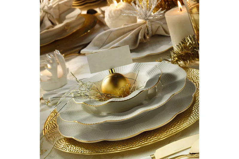 Ruoka-astiasto Adine 24 osaa Posliini - Kerma/Kulta - Kotitalous - Tarjoilu & kattaus - Astiasto