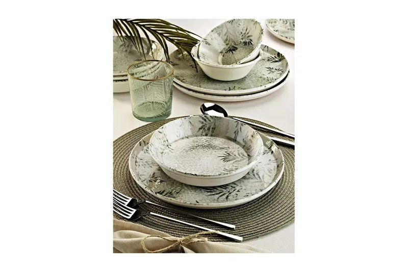 Ruokailuvälinesetti (18 osaa) Haruka Valkoinen / Antrasiitti - Valkoinen/Antrasiitti - Kotitalous - Tarjoilu & kattaus - Astiasto