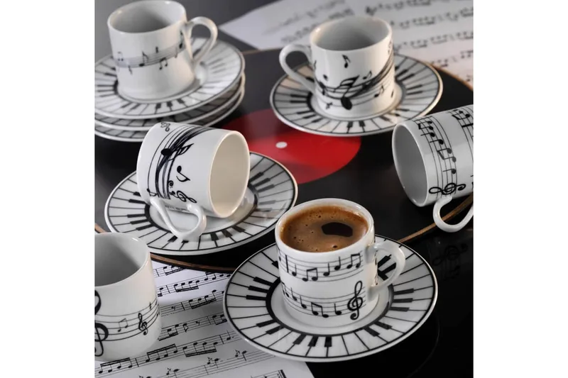 Masahiko Kahvikuppi 12-osainen, Valkoinen/Musta