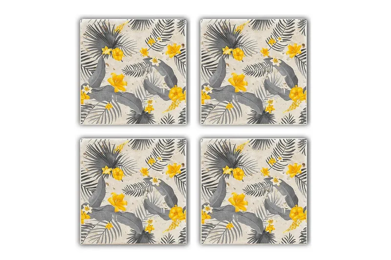 Lasinalunen 4-pak, Keltainen/Harmaa