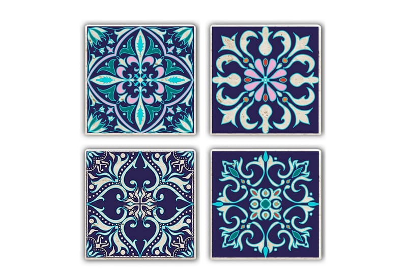 Lasinalunen 4-pak, Tummansininen/Monivärinen