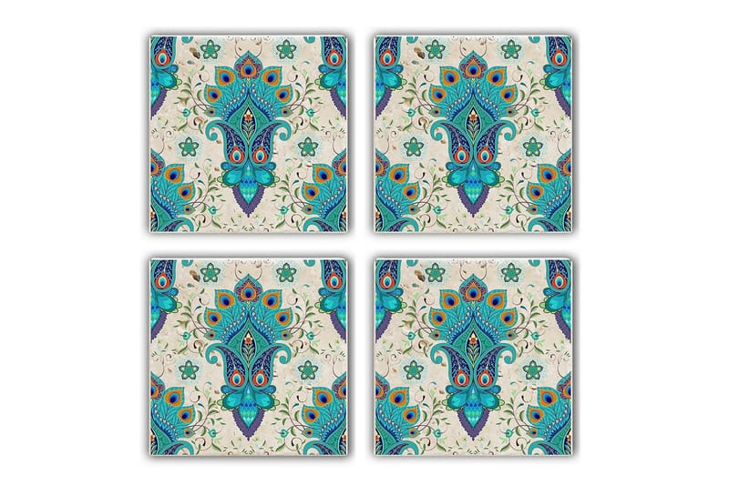 Lasinalunen 4-pak, Turkoosi/Monivärinen