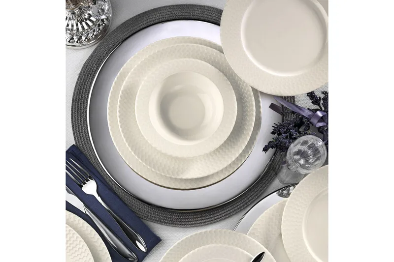 Ruoka-astiasto Adine 24 osaa Posliini - Valkoinen - Kotitalous - Tarjoilu & kattaus - Posliini