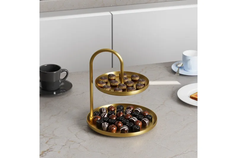 Koristeellinen metallinen asuste Mirven - Kulta - Kotitalous - Tarjoilu & kattaus - Tarjotin & tarjoiluvati