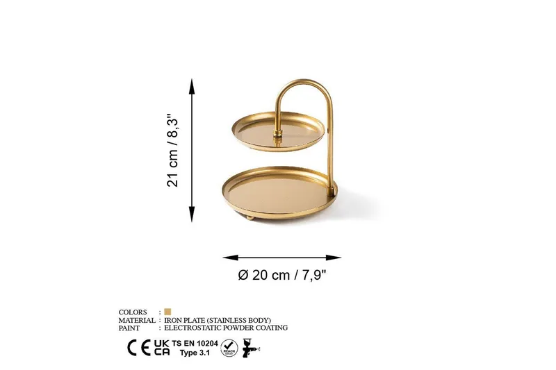 Koristeellinen metallinen asuste Mirven - Kulta - Kotitalous - Tarjoilu & kattaus - Tarjotin & tarjoiluvati