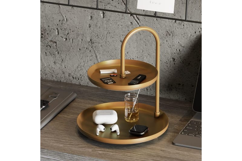 Koristeellinen metallinen asuste Mirven - Kulta - Kotitalous - Tarjoilu & kattaus - Tarjotin & tarjoiluvati