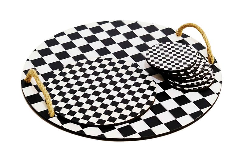 Puutarjotin & lasinaluset 8-pak, Musta/Valkoinen