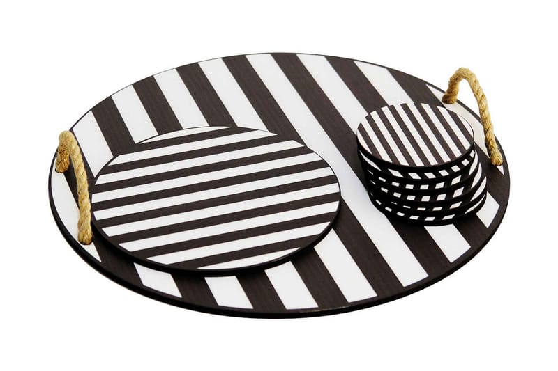 Puutarjotin & lasinaluset 8-pak, Musta/Valkoinen