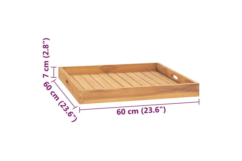 Tarjotin 60x60 cm täysi tiikki - Ruskea - Kotitalous - Tarjoilu & kattaus - Tarjotin & tarjoiluvati