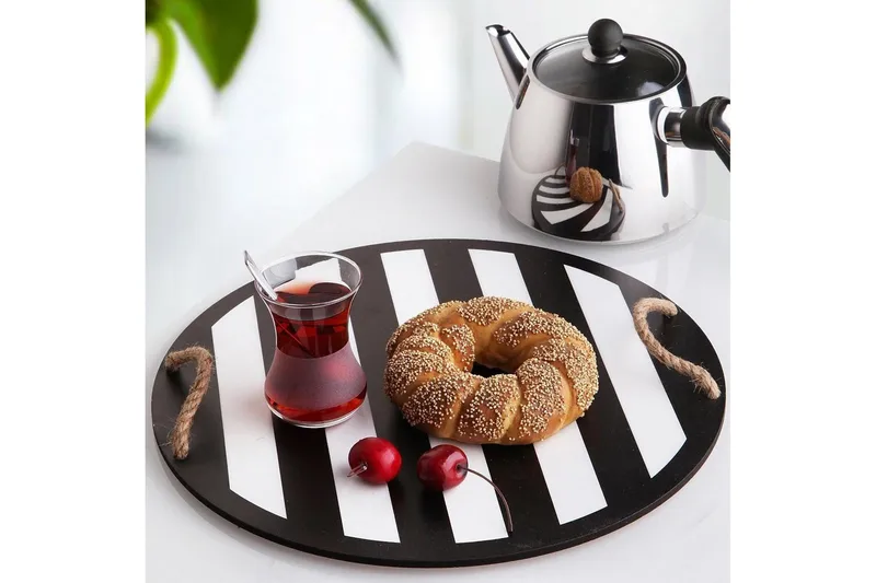 Tarjotin - Musta/Valkoinen - Kotitalous - Tarjoilu & kattaus - Tarjotin & tarjoiluvati